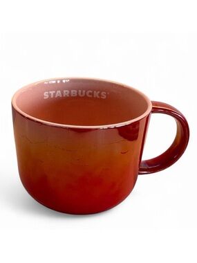 Starbucks Red Iridescent Rainbow Woodland Ceramic Mug 14 oz